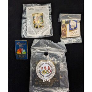 Vintage 90s Olympic Pin Lot NBC Barcelona 1992 Atlanta '96 Lillehammer 1994 USOC